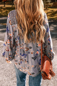 Load image into Gallery viewer, LDC Floral Print Lace Patchwork Knot Front V Neck Blouse
