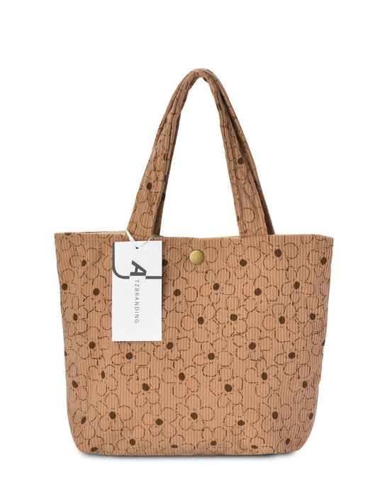 Cosbai - Vintage Sakura Corduroy Tote Bag