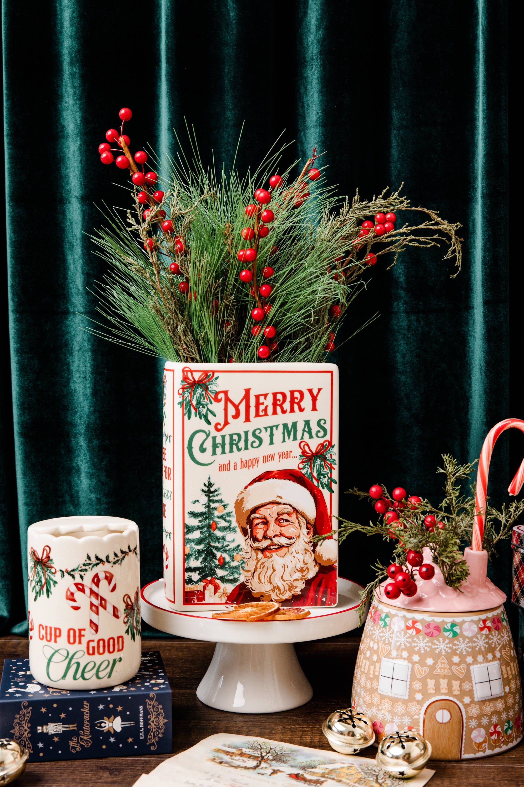 Large Book Vase, Santa is Coming to Town