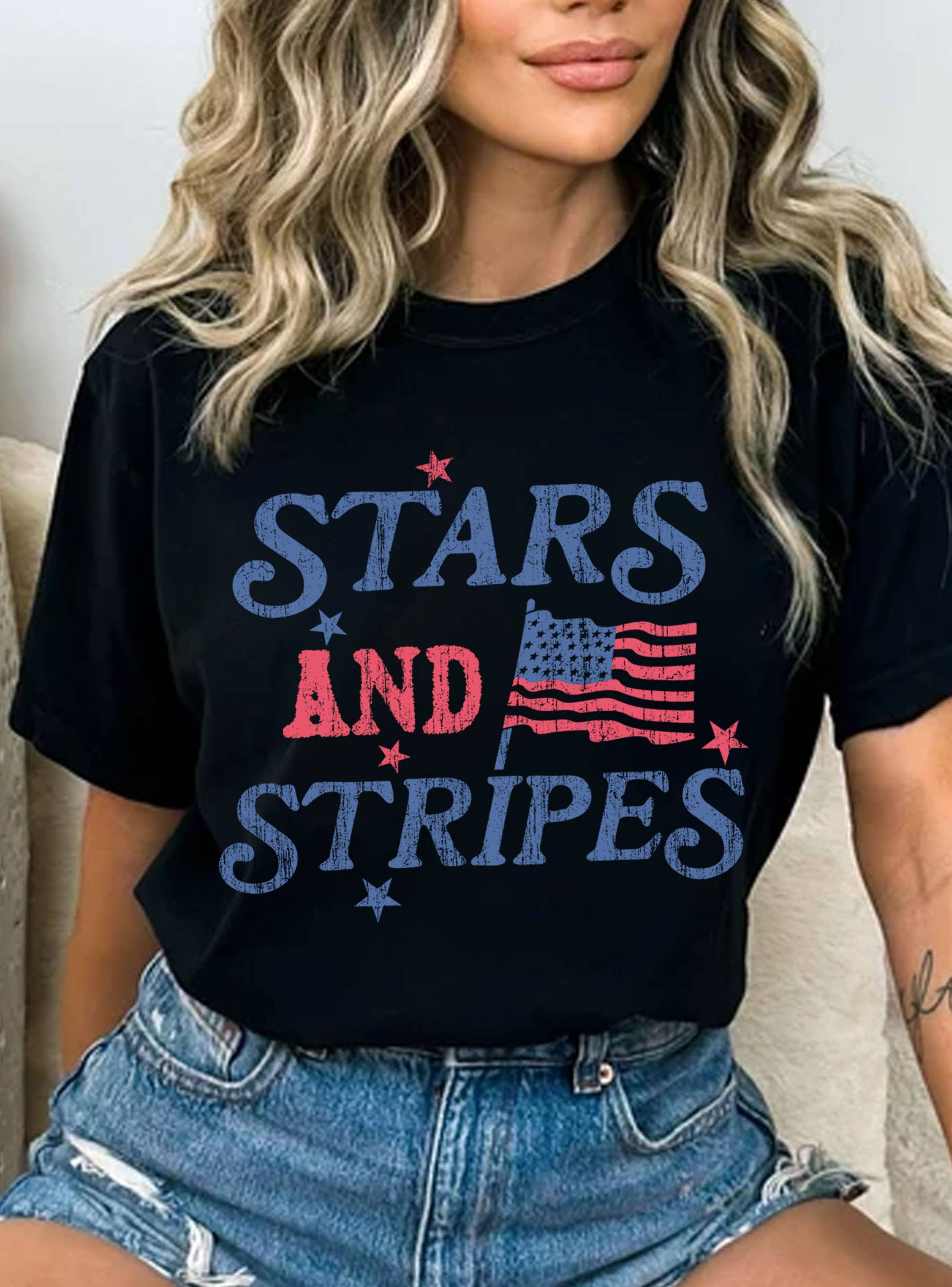 STARS AND STRIPES AMERICA FLAG GRAPHIC TSHIRTS