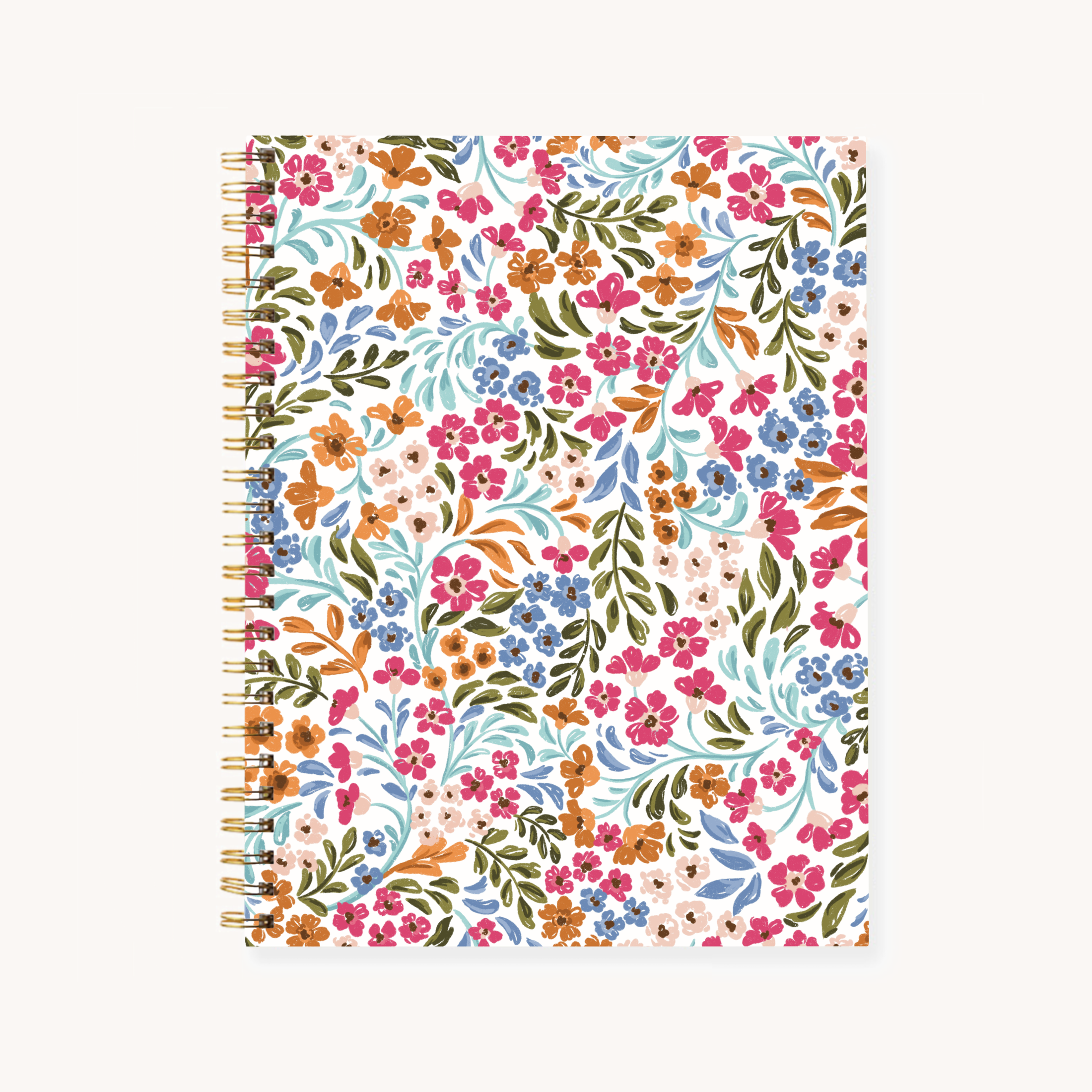 Floral Filigree 7x9 Hardcover Spiral Notebook