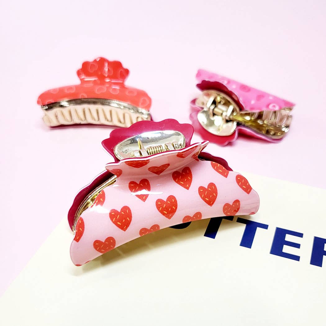 Valentines Day Heart Pattern Hair Claw Clip