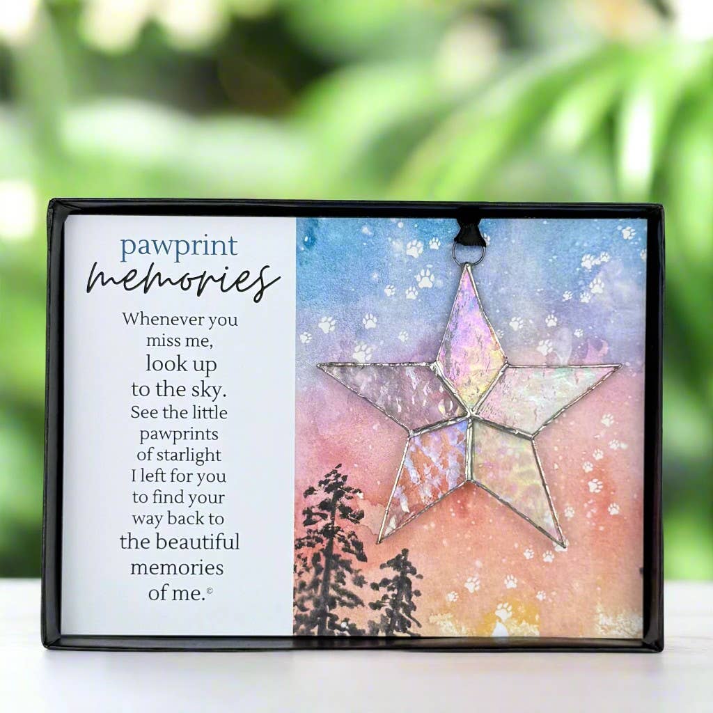 Pet Loss Gift - Pawprint Memories Stained-Glass Star 7716