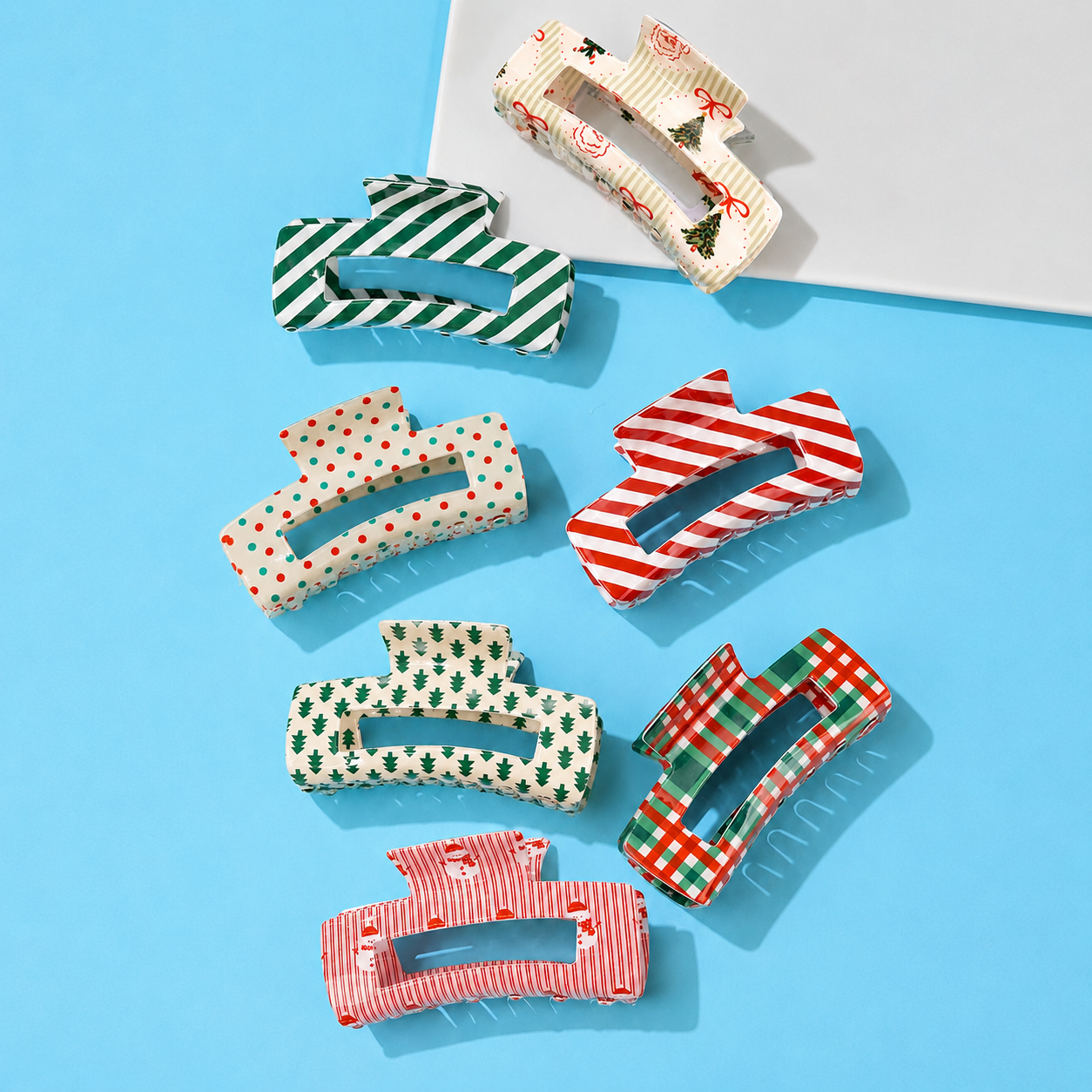 Holiday & Christmas Tree Stripe Hair Claw Clips | 40H1125