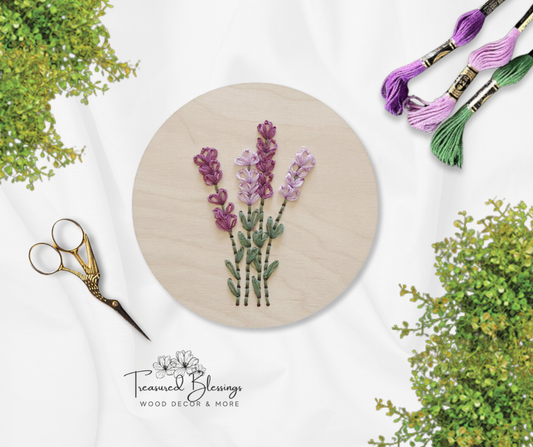 Wood Embroidery Kit - Lavender Sprigs