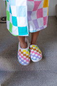 Load image into Gallery viewer, Indoor / Outdoor Slippers - Rainbow Checkered - White
