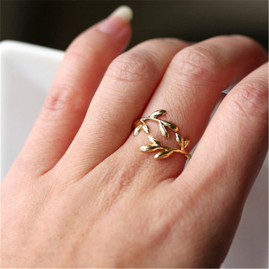 Olive Tree Branch Stacking Bypass Ring in Solid Copper