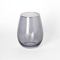 Load image into Gallery viewer, Smoke Ribbed Glass Stemless Wine Glass
