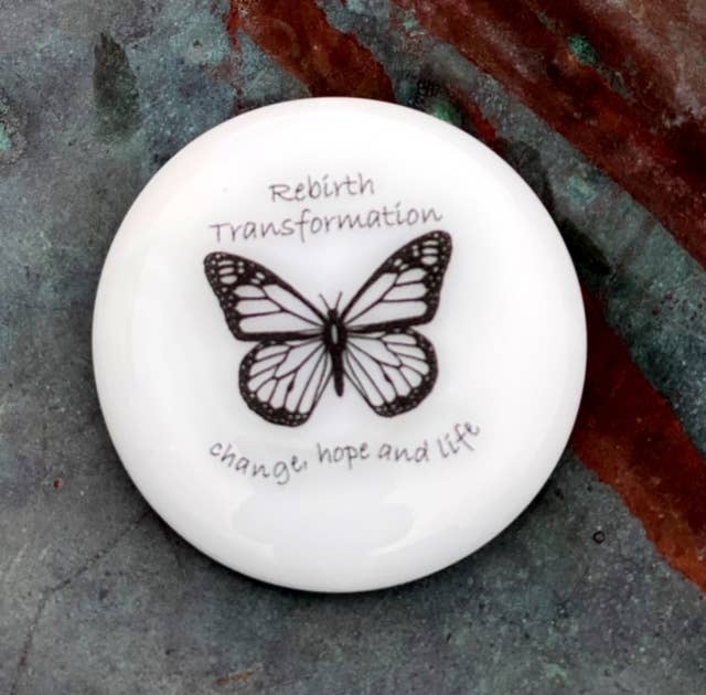 Grief Imprinted Glass Stones (40) in Dough Bowl Display