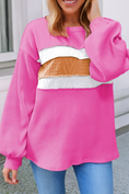 Load image into Gallery viewer, LDC Corded Exposed Seam Knit Patchwork Drop Sleeve Blouse
