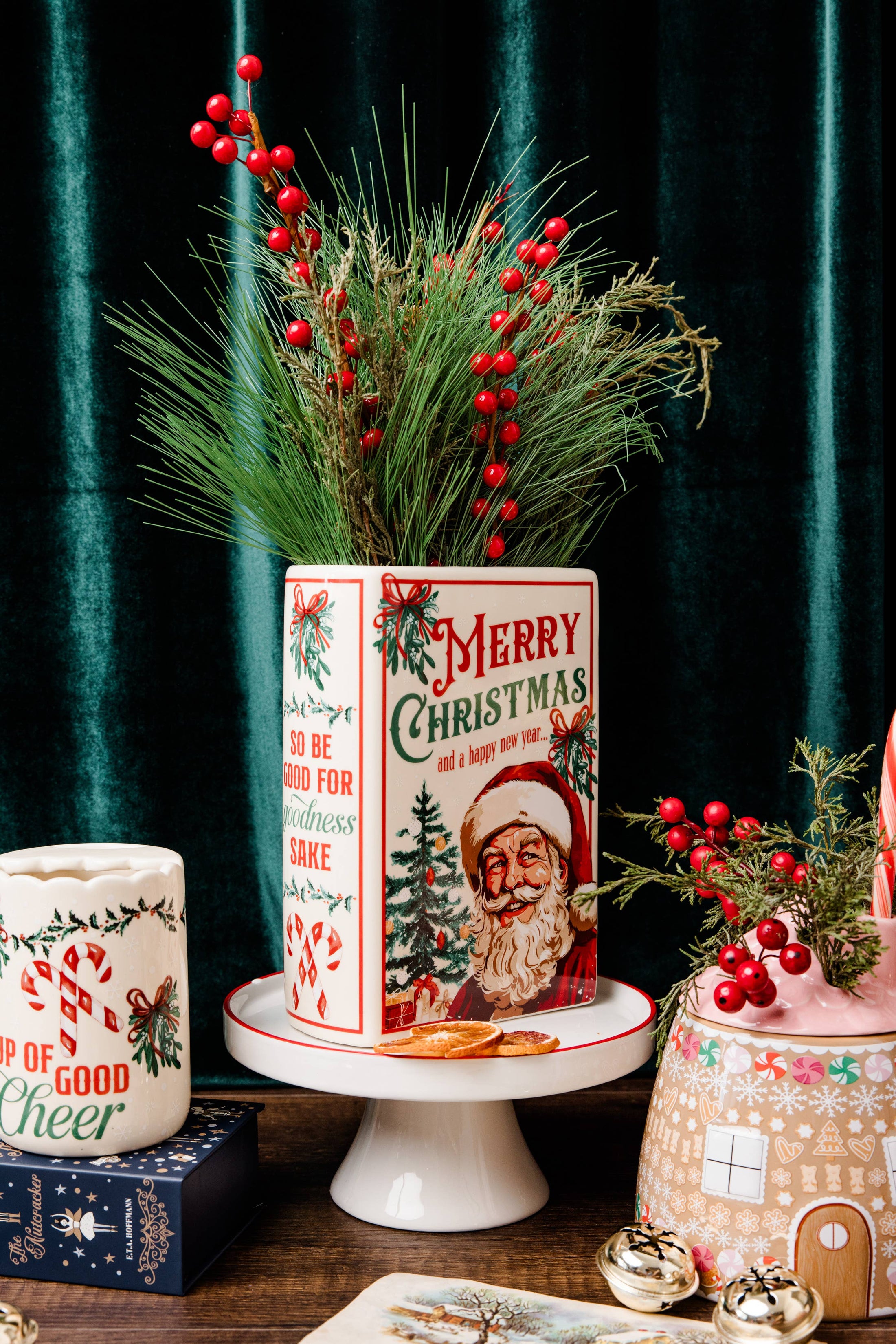 Large Book Vase, Santa is Coming to Town