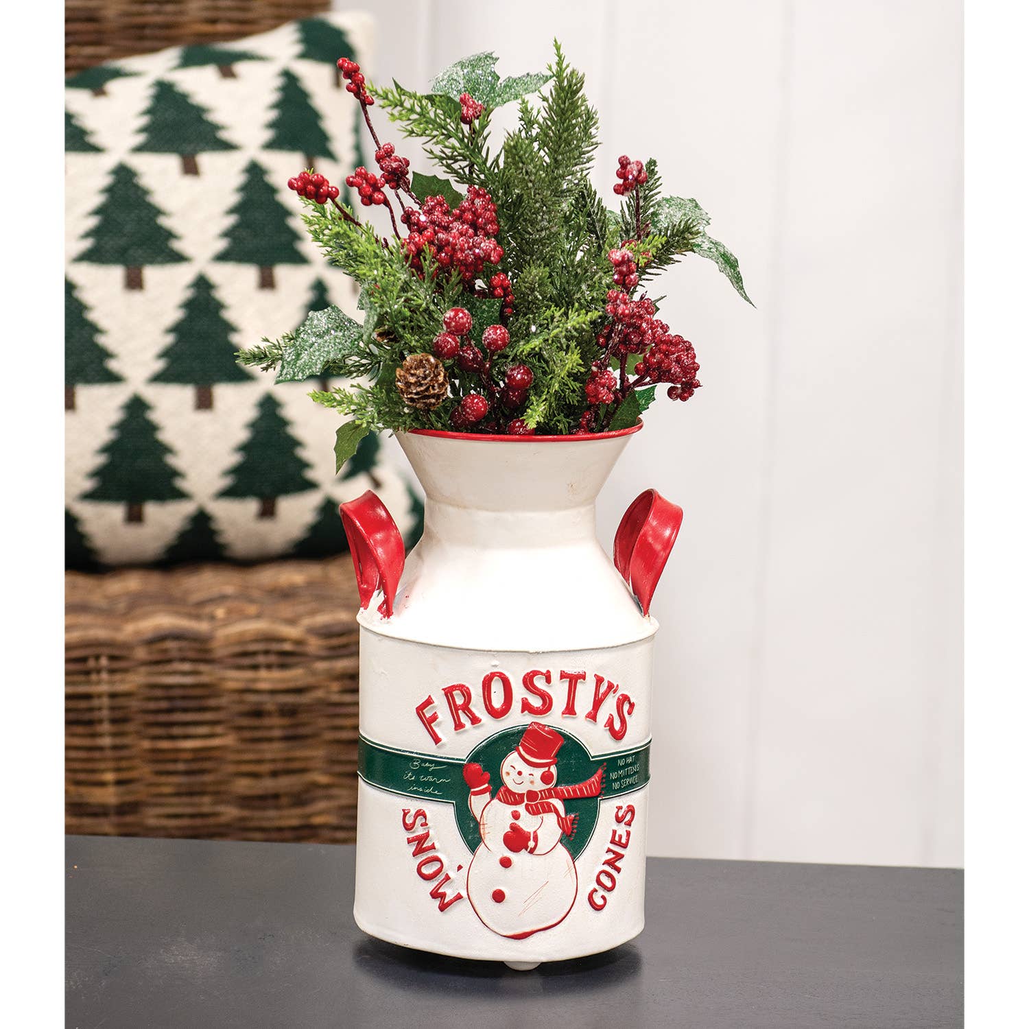 Frosty's Snow Cones Distressed Metal Milk Can