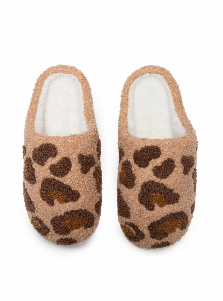Indoor / Outdoor Slippers - Leopard Print - Brown