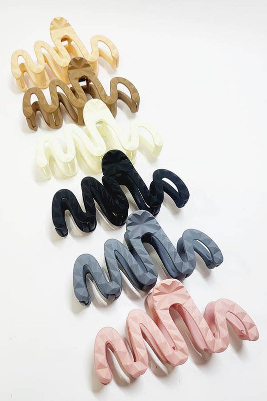 Large Size Embossed Matte Color Hair Claw Clip