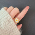 Load image into Gallery viewer, Gold Enamel Daisy Flower Fidget Spinner Ring in Solid Copper
