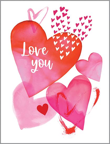 Valentine Greeting Card - Bright Hearts -Heart Bunch