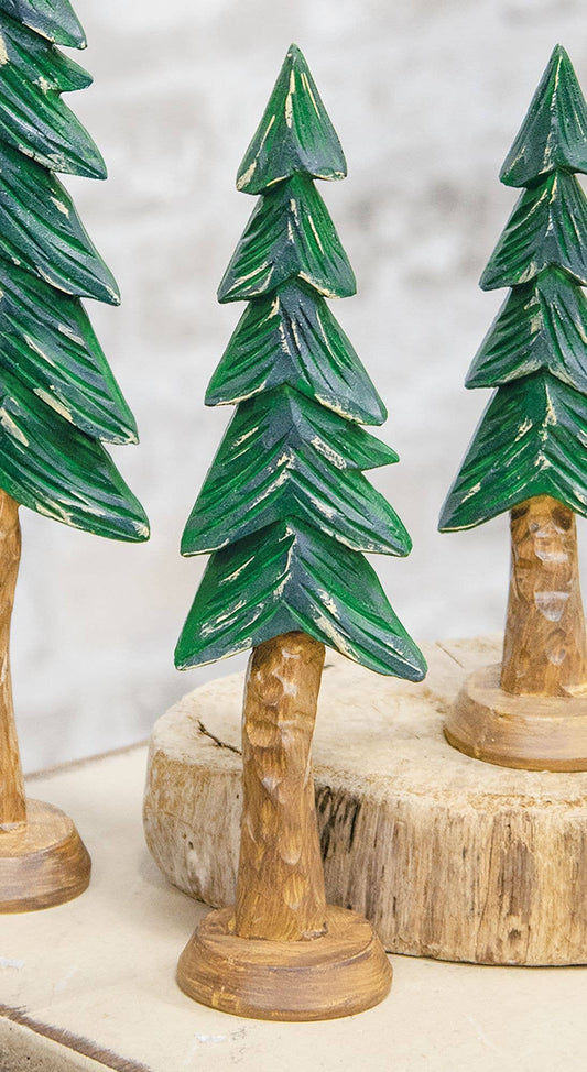 Resin Carved Alpine Tree, 9"
