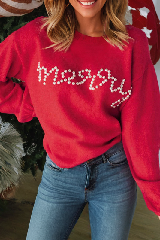 LDC Pearl Beaded Merry Casual Sweater
