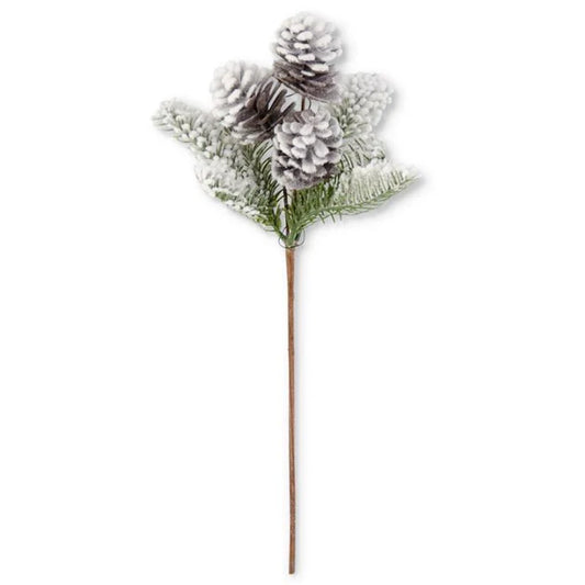 Flocked Fir Pine & Pinecones Stem