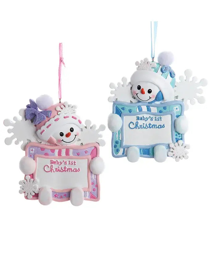 3.5"BABYS 1ST SNOWBOY+GIRL W/SIGN 2A