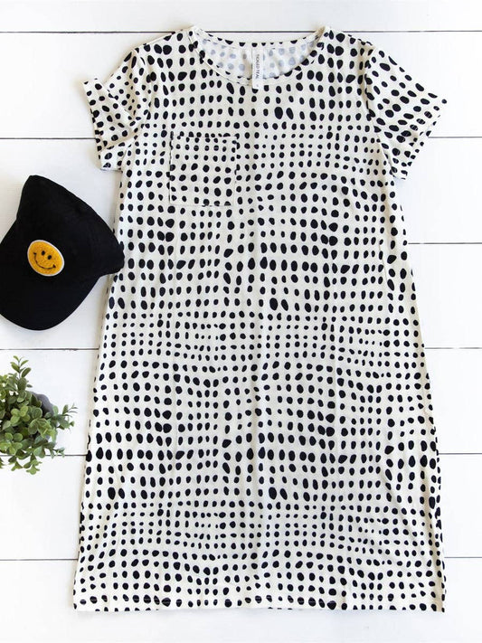 Dot Pattern Pocket Tee Dress