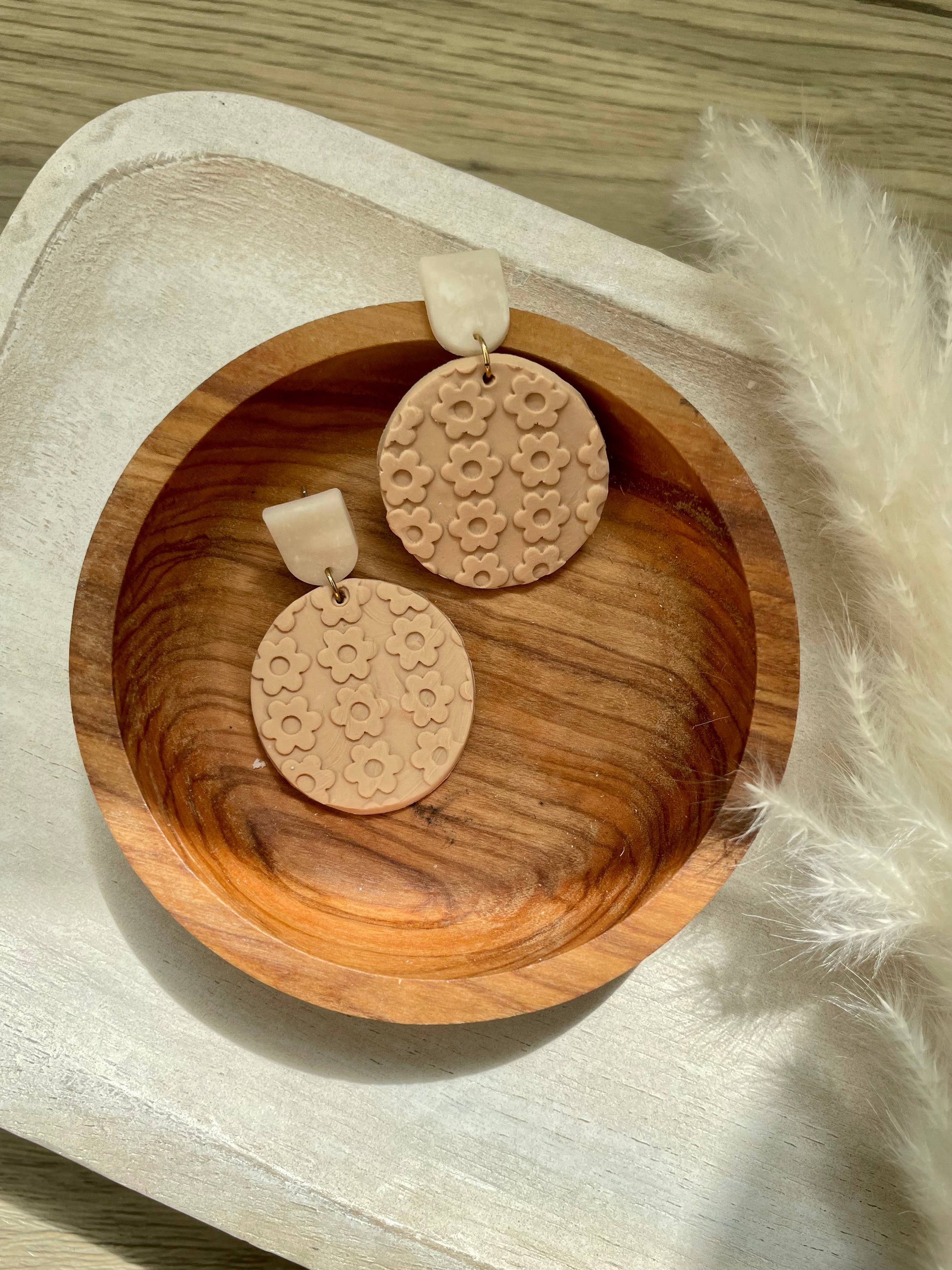 Tan Flower Dangles