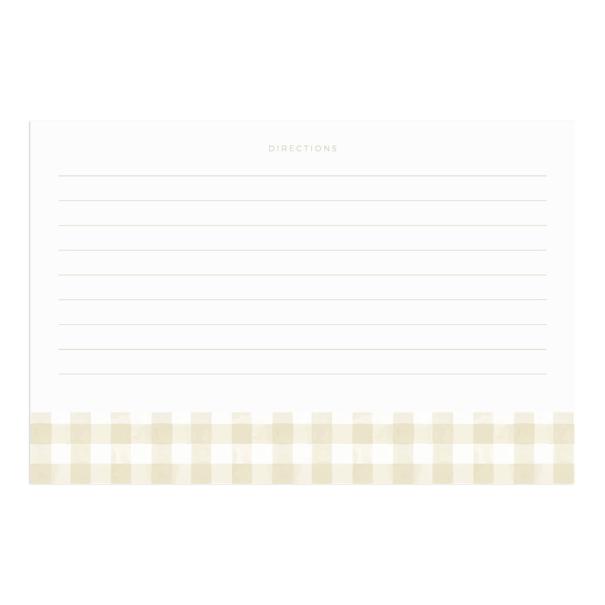 Beige Gingham Tin Recipe Box