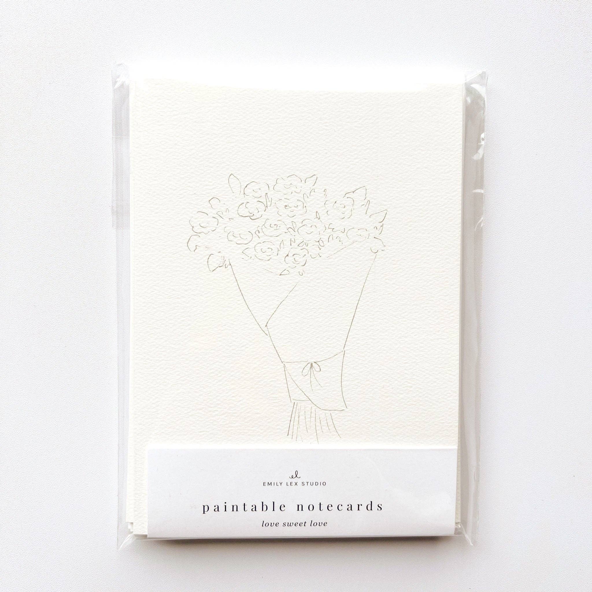 Love sweet love paintable watercolor notecard set