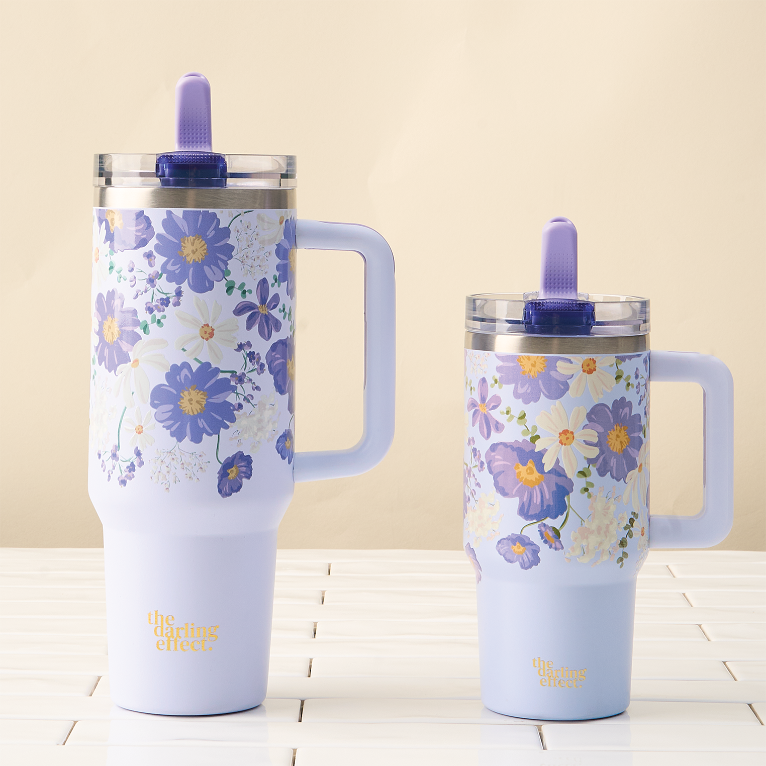 20 oz Lifestyle Flip Straw Tumbler-Bouquet Beauty Purple