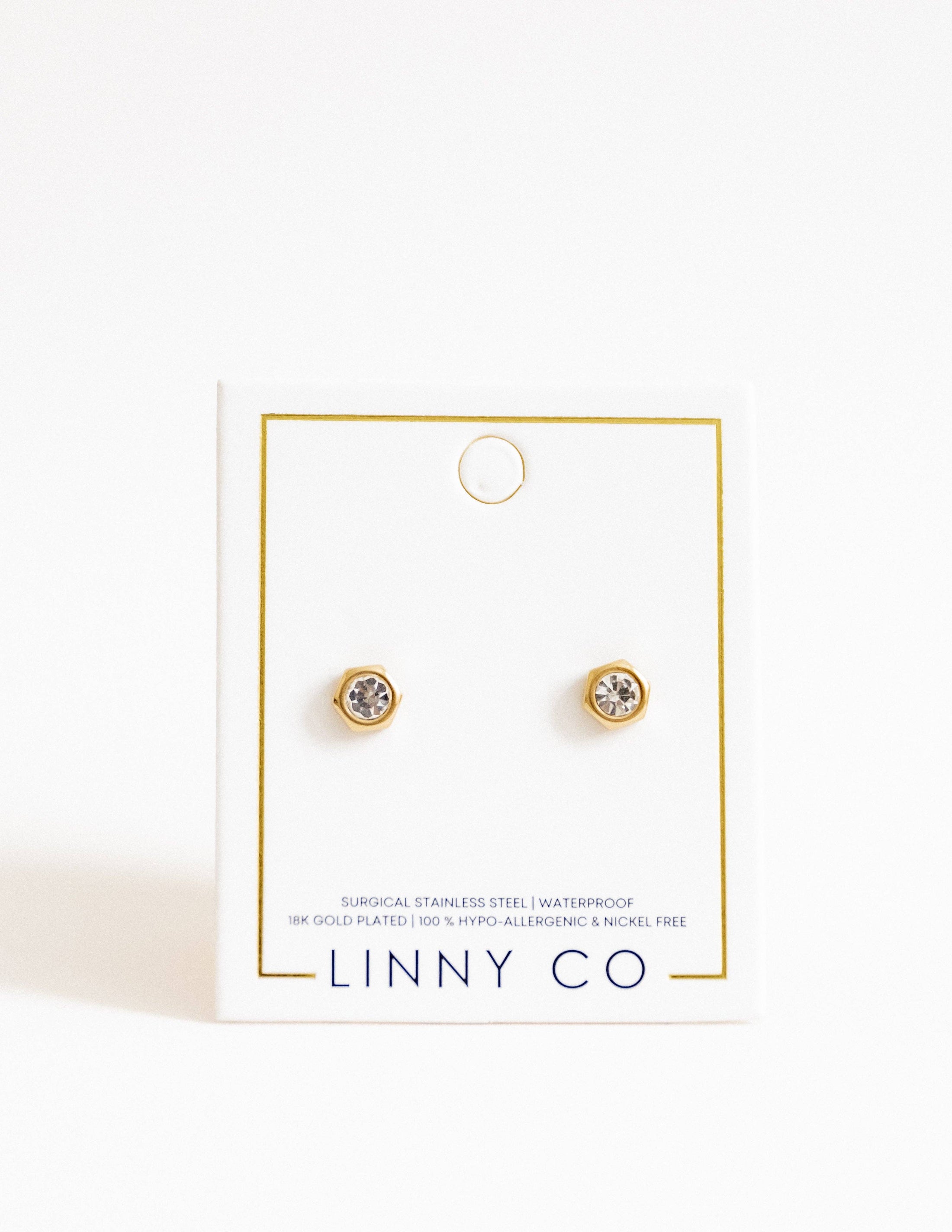Screwback Stud Earrings - Addison - Clear