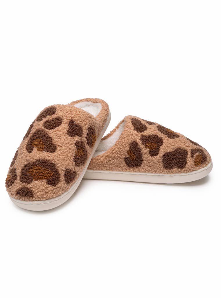 Indoor / Outdoor Slippers - Leopard Print - Brown