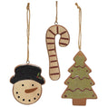 Load image into Gallery viewer, 3/Set, Wooden Christmas Cookie Ornaments
