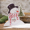 Load image into Gallery viewer, Merry (and Bright) Wooden Snowman Sitter
