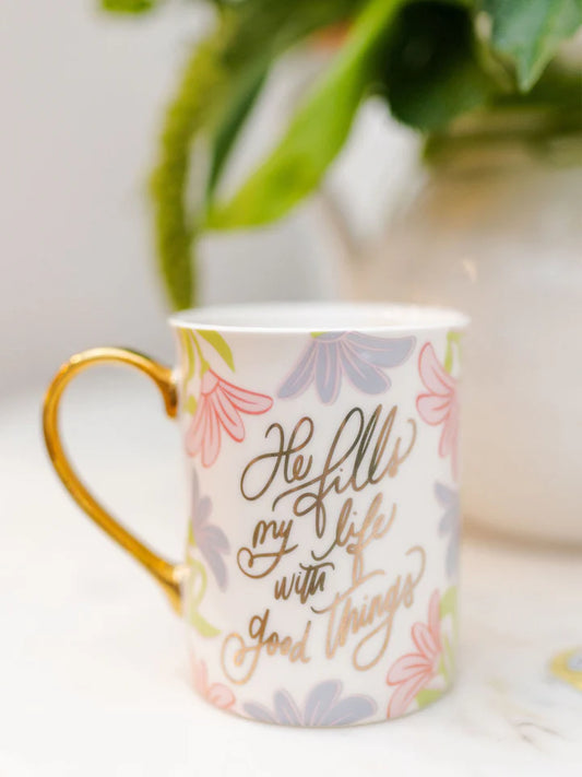 Gold Handle Mug | Fills My Life With Good Things