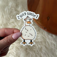 Load image into Gallery viewer, Silly goose animal pun with hat sticker
