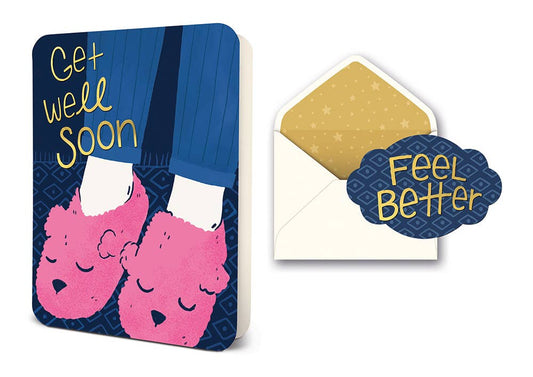 Get Well Soon Slippers Deluxe Greeting Card