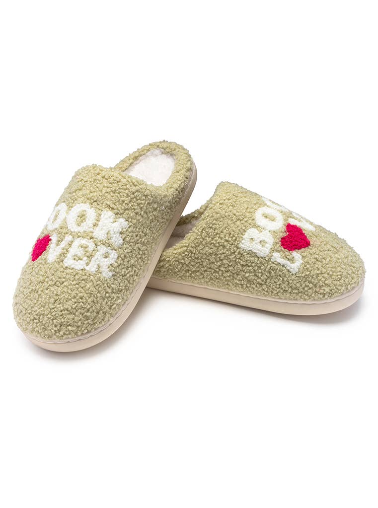 Indoor / Outdoor Slippers - "Book Lover" - Sage Green