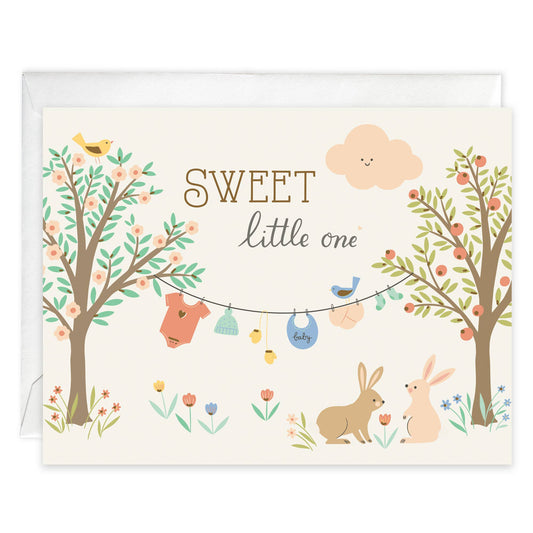 Baby Greeting Card - Clothesline