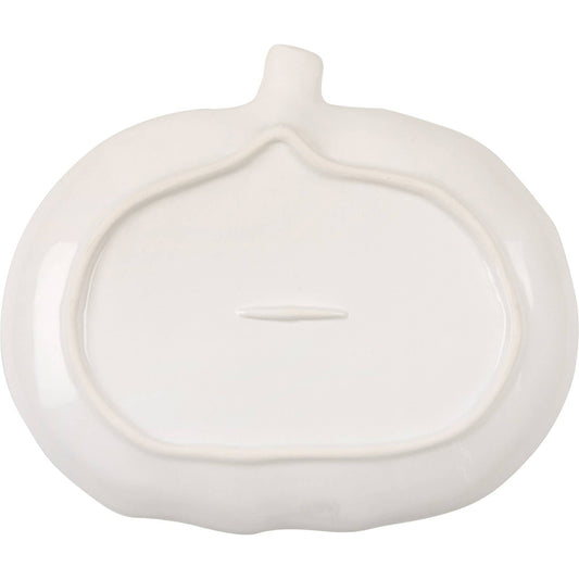 Large White Ceramic Pumpkin Plate