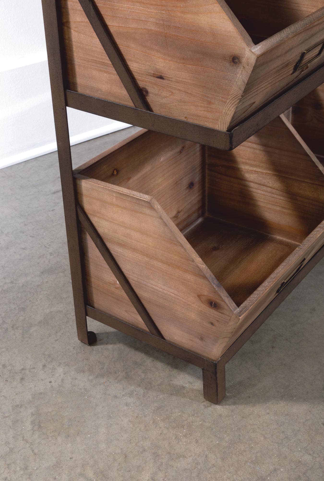 Industrial Wooden Bin Organizer with 7 bins