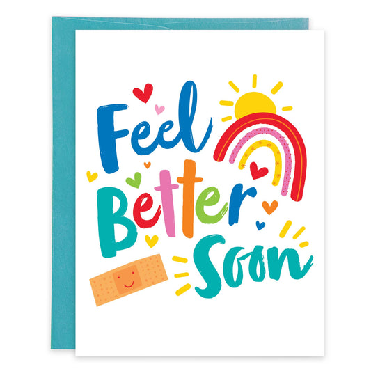 Get Well Greeting Card - Bandaid/Rainbow
