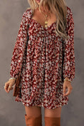 Load image into Gallery viewer, LDC Drawstring Ruched Sweetheart Neck Floral Mini Dress
