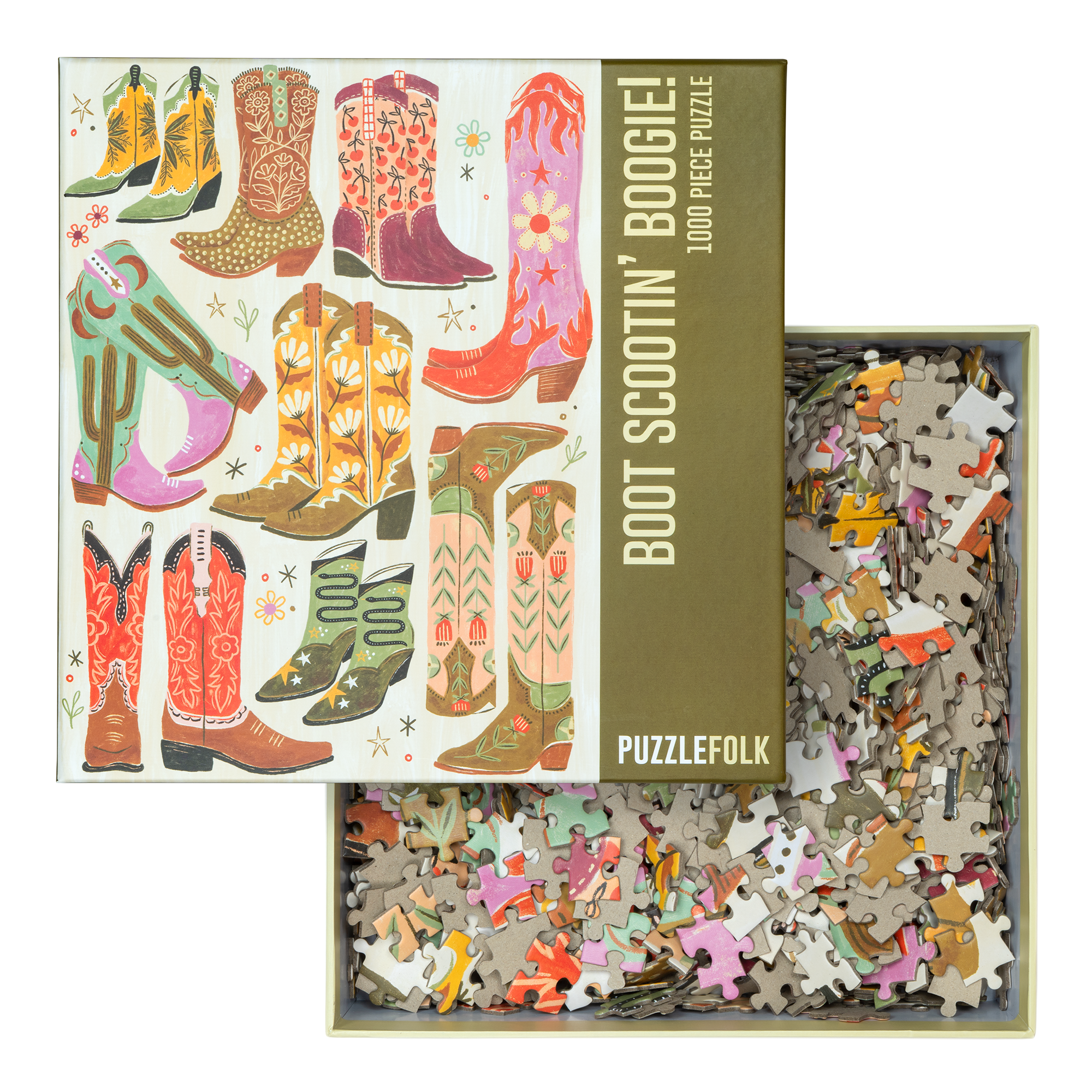 Boot Scootin' Boogie! 1000 Piece Western Cowboy Boot Puzzle