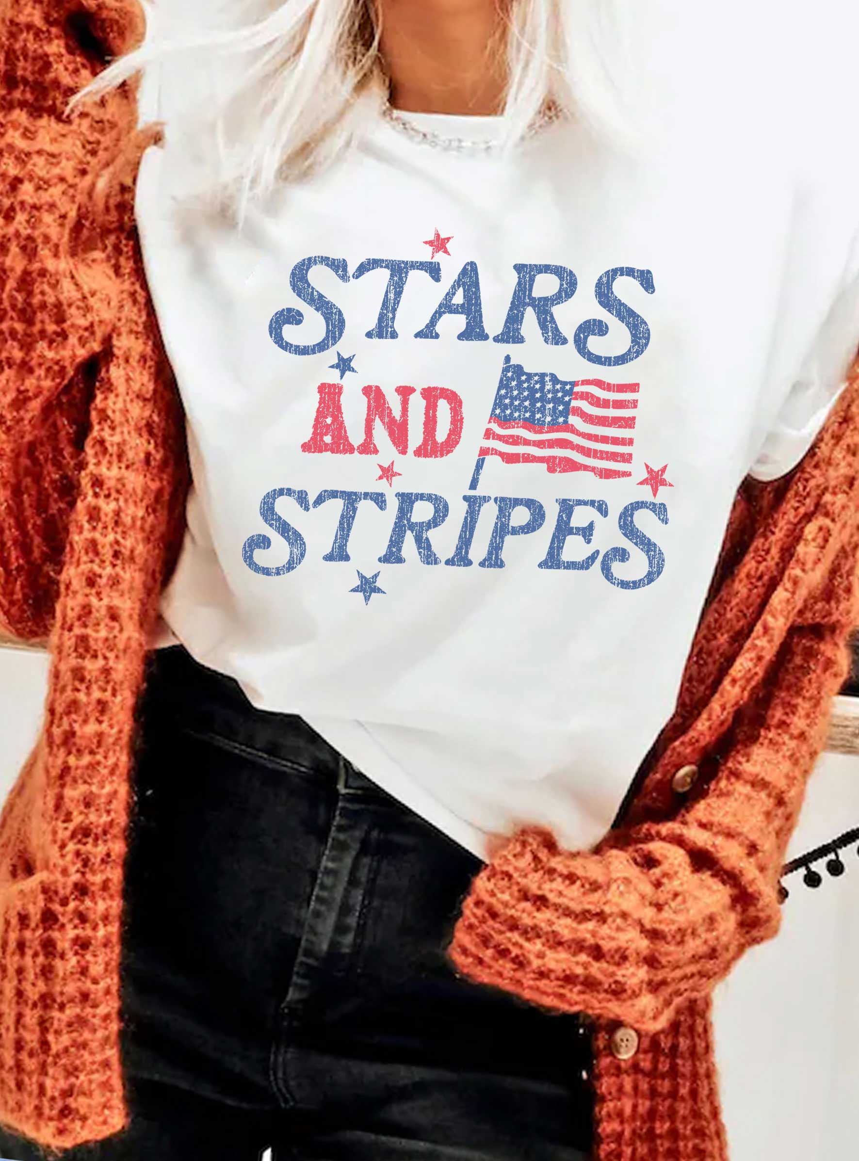 STARS AND STRIPES AMERICA FLAG GRAPHIC TSHIRTS