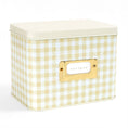 Load image into Gallery viewer, Beige Gingham Tin Recipe Box
