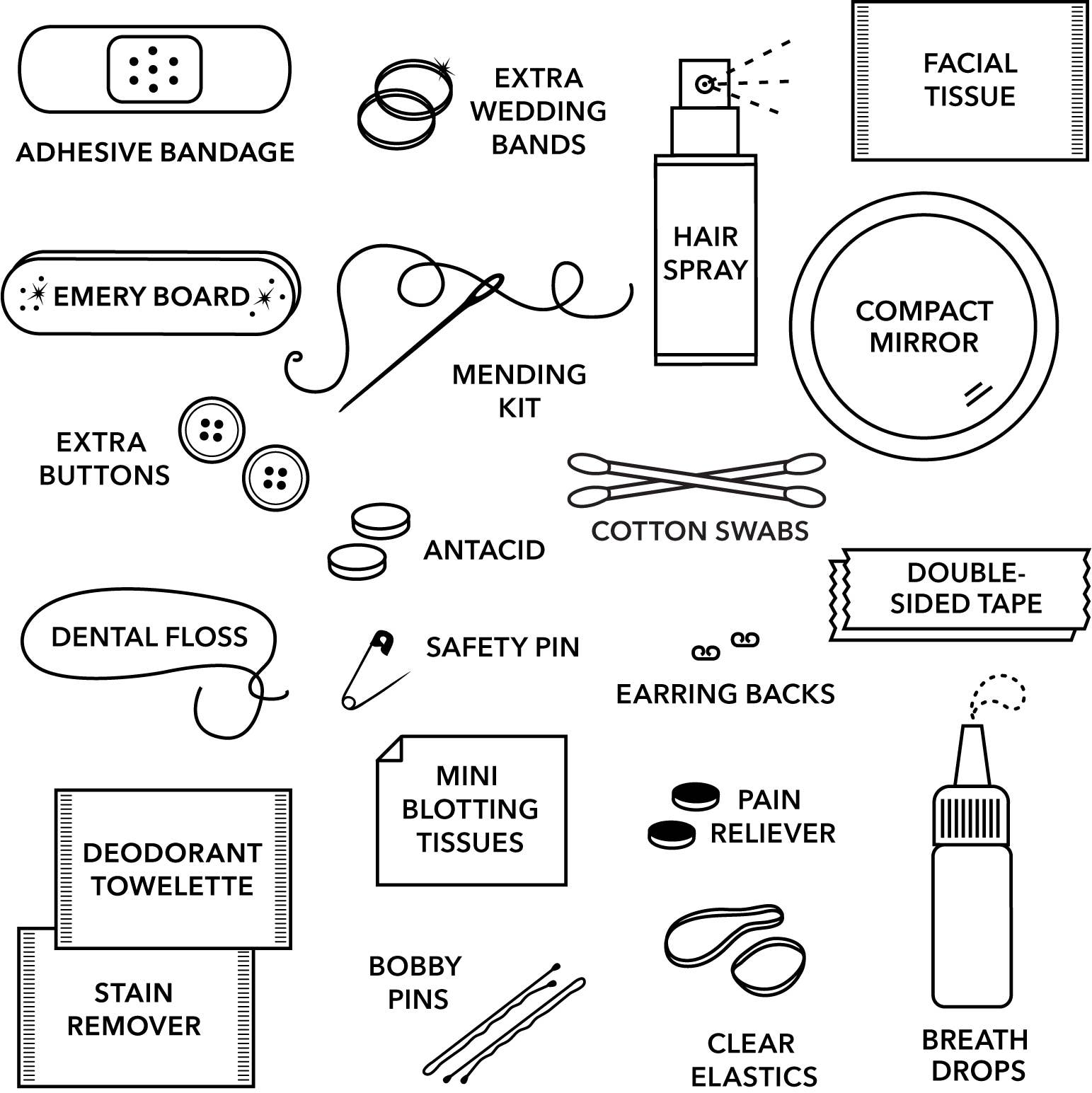 Velvet Minimergency Kits for Bridesmaids