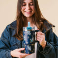 Load image into Gallery viewer, 20 oz Lifestyle Flip Straw Tumbler-Endless Daydream Navy

