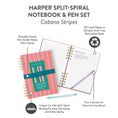 Load image into Gallery viewer, Cabana Stripes Harper Split-Spiral Notebook & Pen Set

