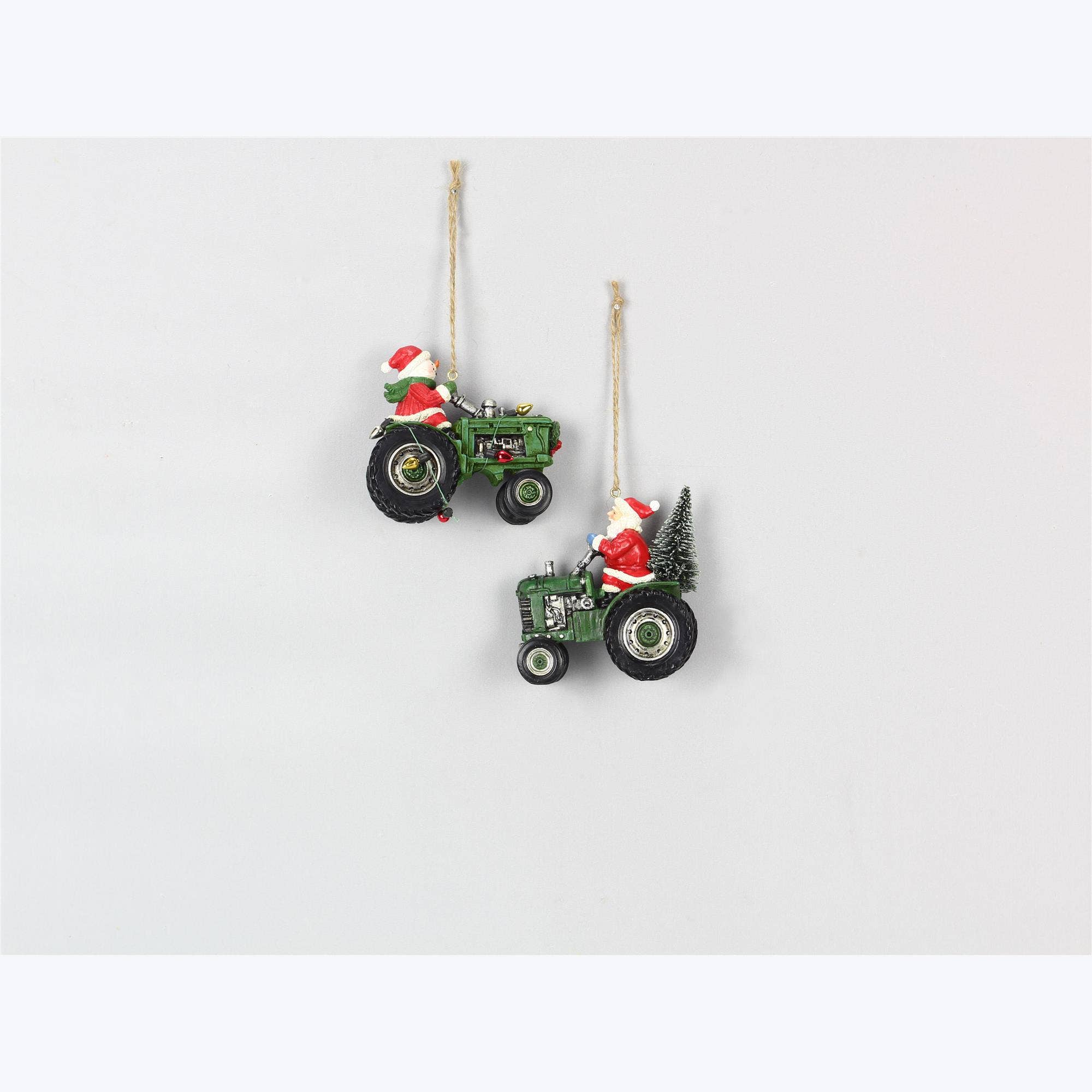 Santa On Tractor Christmas Ornament Assortment