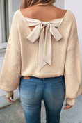 Load image into Gallery viewer, LDC Lantern Sleeve V Neck Knot Back Sweater
